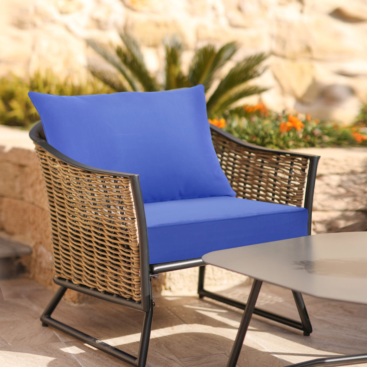 EAGLE PEAK Outdoor Deep Seat Patio Seat Cushion Set, 25x25x5 inch, 2-Piece Back Chair Cushion