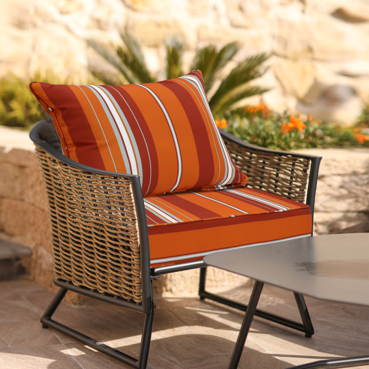 Outdoor Deep Seat Patio Seat Cushion Set, 25x25x5 inch, 2-Piece Back Chair Cushion