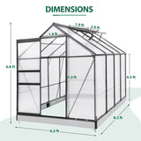 EAGLE PEAK 6x8x7 Polycarbonate and Aluminum Walk-in Hobby Greenhouse with Adjustable Roof Vent
