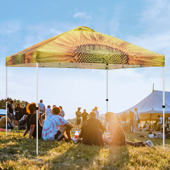 Eagle Peak SHADE GRAPHiX Easy Setup 10x10 Pop Up Canopy Tent with Digital Printed Sun Flower Top