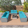 EAGLE PEAK 9 Piece Outdoor Wicker Patio Furniture Set with Coffee Table, PE Rattan Sectional Conversation Sofa Set with Seating for 8 People