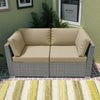 EAGLE PEAK 2 Piece Outdoor Wicker Loveseat, Outdoor Patio Sofa Set with Removable Cushions, Sectional Wicker Loveseat Sofa