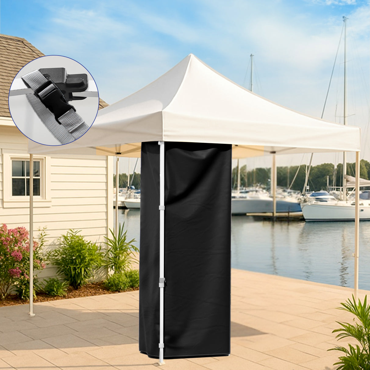 Portable Privacy Tent Hanging Privacy Curtain, Square/Triangular, Black