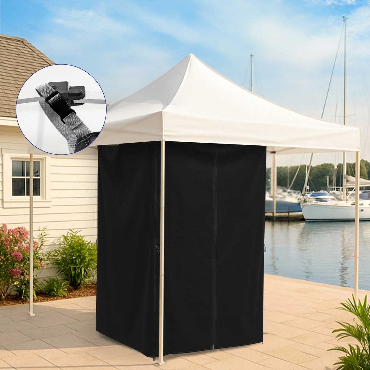 Portable Privacy Tent Hanging Privacy Curtain, Square/Triangular, Black
