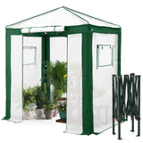 6x4/8x6/10x10 Portable Walk in Greenhouse with Polyester Reinforced Corners, Gray/White, Green/White