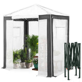 6x4/8x6/10x10 Portable Walk in Greenhouse with Polyester Reinforced Corners, Gray/White, Green/White