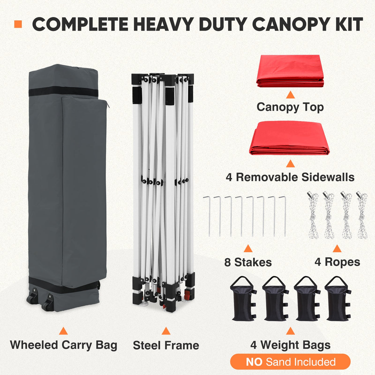 Heavy Duty 10x10 Pop Up Canopy Tent, 4 Canopy Sidewalls - Eagle Peak®