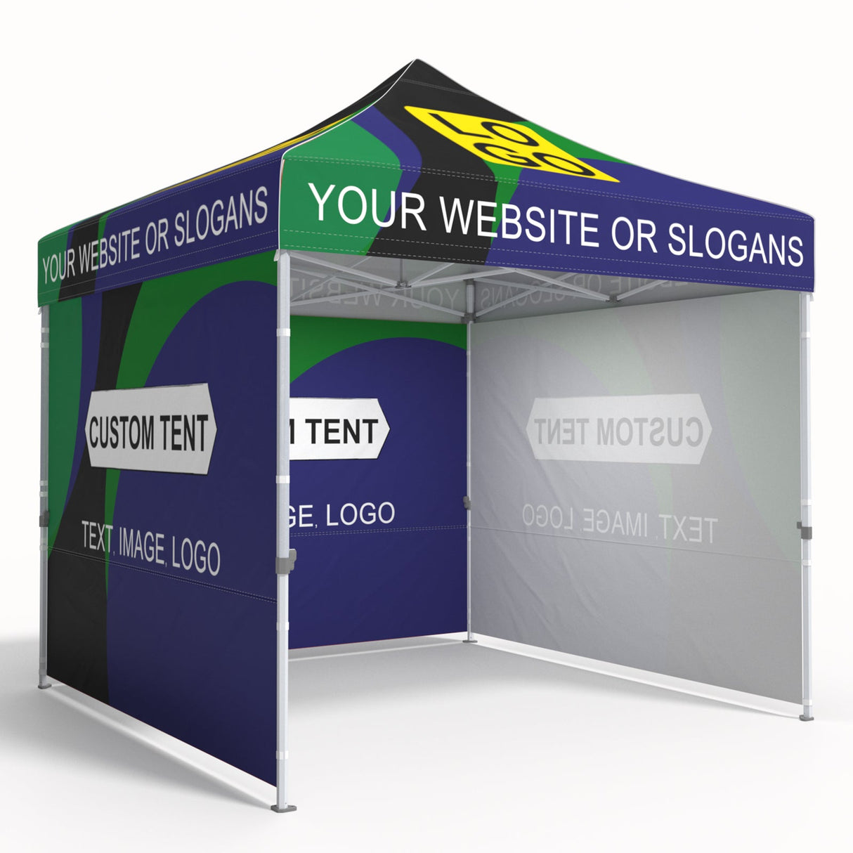 Heavy - Duty Canopy Tent with 3 Wall Panels with Your Logo and Custom Design 10x10 ft - Eagle Peak Custom Canopy Tent