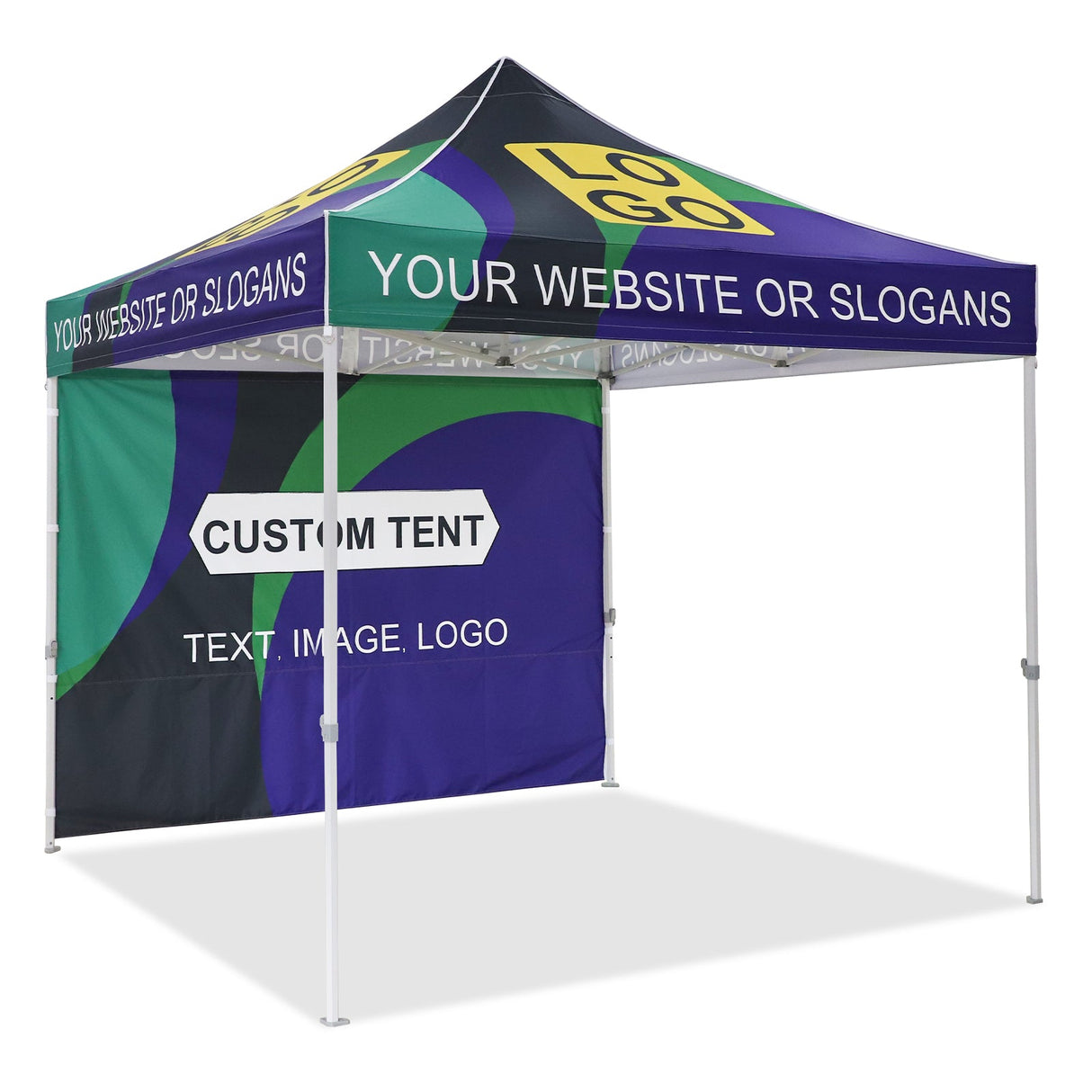 Heavy - Duty Canopy Tent with One Wall Panel with Your Logo and Custom Design 10x10 ft - Eagle Peak Custom Canopy Tent