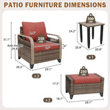 Modern Wicker 5 Piece Furniture Set w/ Patio Chairs, Brown/Gray - Eagle Peak®