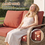 Modern Wicker Outdoor 3 Pieces Patio Furniture Set, 2-Seat Loveseat and 2 Ottoman - Eagle Peak®