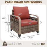 Modern Wicker Outdoor Chair, Patio Chair Curved Armrest, 2 Chairs, Brown/Gray - Eagle Peak®
