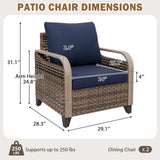 Modern Wicker Outdoor Chair, Patio Chair Curved Armrest, 2 Chairs, Brown/Gray - Eagle Peak®