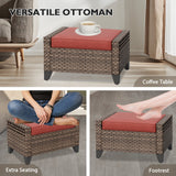 Modern Wicker Outdoor Chair,2 Chairs 2 Ottomans, 4 Pieces, Brown/Gray - Eagle Peak Custom Canopy Tent