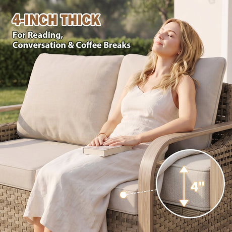 Modern Wicker Outdoor Furniture 2 Seat Loveseat Sofa , Brown/Gray - Eagle Peak®