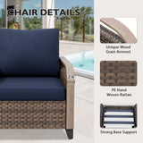 Modern Wicker Outdoor Furniture Set, 2 Patio Chairs, 2 - Seat Loveseat, 2 Ottomans and Coffee Table, 6 Pieces, Brown/Gray - Eagle Peak Custom Canopy Tent