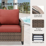 Modern Wicker Outdoor Furniture Set, 2 Patio Chairs, 2 - Seat Loveseat, 2 Ottomans and Coffee Table, 6 Pieces, Brown/Gray - Eagle Peak Custom Canopy Tent