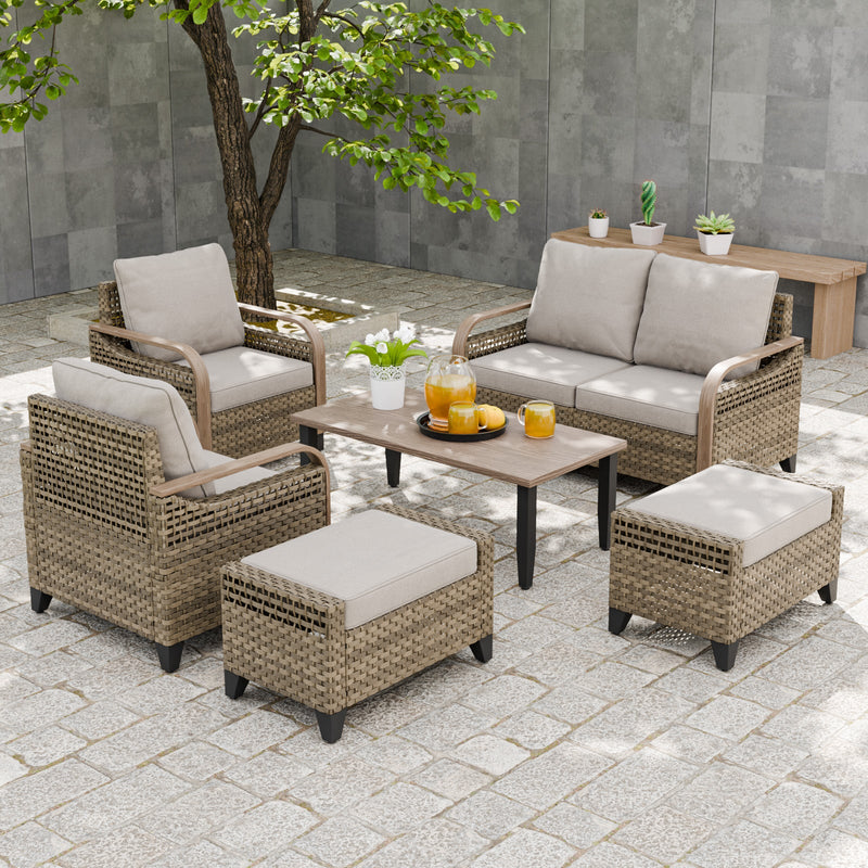 Loveseat Patio Seater Modern Wicker Outdoor Furniture Set, Patio