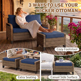 Modern Wicker Outdoor Furniture Set,4 Swivel Rocker Chairs, 3-Seat Loveseat, 2 Ottomans, Coffee Table and Side Table, 9 Pieces, Brown/Gray - Eagle Peak®