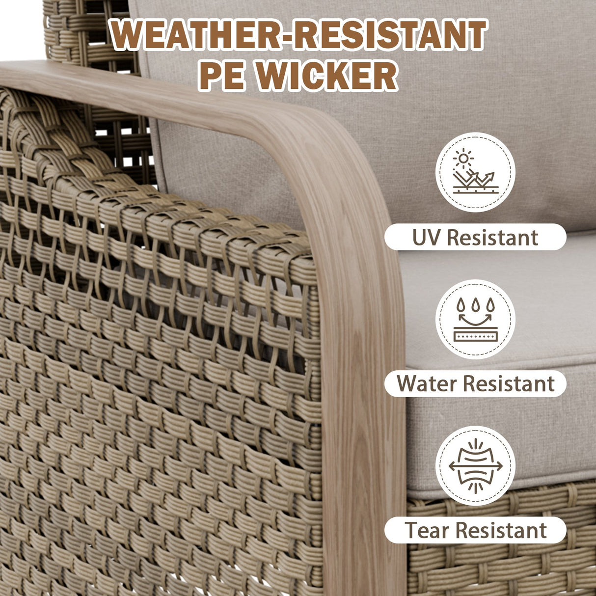 Modern Wicker Outdoor Glider Rocking Chair,2 Chairs 2 Ottomans, 4 Piece, Brown/Gray - Eagle Peak®