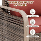 Modern Wicker Outdoor Glider Rocking Chair,2 Chairs 2 Ottomans, 4 Piece, Brown/Gray - Eagle Peak®