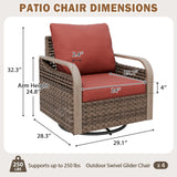 Modern Wicker Outdoor Glider Rocking Chair,4 Chairs, Brown/Gray - Eagle Peak®