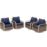 Modern Wicker Outdoor Glider Rocking Chair,4 Chairs, Brown/Gray - Eagle Peak®