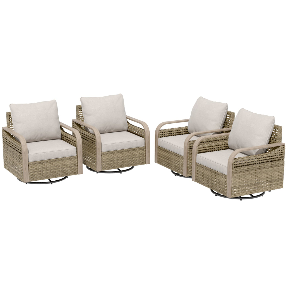 Modern Wicker Outdoor Glider Rocking Chair,4 Chairs, Brown/Gray - Eagle Peak®