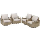 Modern Wicker Outdoor Glider Rocking Chair,4 Chairs, Brown/Gray - Eagle Peak®