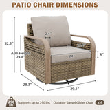 Modern Wicker Outdoor Glider Rocking Chair,4 Chairs, Brown/Gray - Eagle Peak®