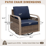 Modern Wicker Outdoor Glider Rocking Chair,4 Chairs, Brown/Gray - Eagle Peak®