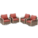 Modern Wicker Outdoor Glider Rocking Chair,4 Chairs, Brown/Gray - Eagle Peak®