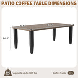 Modern Wicker Outdoor Modern Rectangle Small Patio Table, Wood Grain Top - Eagle Peak®
