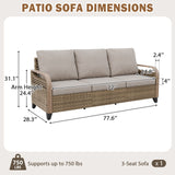 Modern Wicker Outdoor Patio 3 Seat Sofa, Brown/Gray - Eagle Peak®