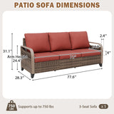 Modern Wicker Outdoor Patio 3 Seat Sofa, Brown/Gray - Eagle Peak®