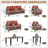 Modern Wicker Outdoor Patio Furniture Set, 2 Patio Chairs, 2 Swivel Rocker Chairs, 3-Seat Sofa, Loveseat, Coffee Table and Side Table, 8 Pieces, Brown/Gray - Eagle Peak®