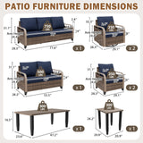 Modern Wicker Outdoor Patio Furniture Set, 2 Patio Chairs, 2 Swivel Rocker Chairs, 3-Seat Sofa, Loveseat, Coffee Table and Side Table, 8 Pieces, Brown/Gray - Eagle Peak®