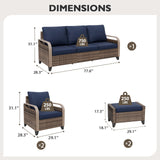 Modern Wicker Outdoor Patio Furniture Set,2 Patio Chairs, 3 - Seat Loveseat and 2 Ottomans, 5 Pieces, Brown/Gray - Eagle Peak Custom Canopy Tent