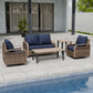 Modern Wicker Outdoor Patio Furniture Set,2 Swivel Rocking Chairs, 2 - Seat Loveseat, Coffee Table and Side Table, 5 Pieces, Brown/Gray - Eagle Peak Custom Canopy Tent