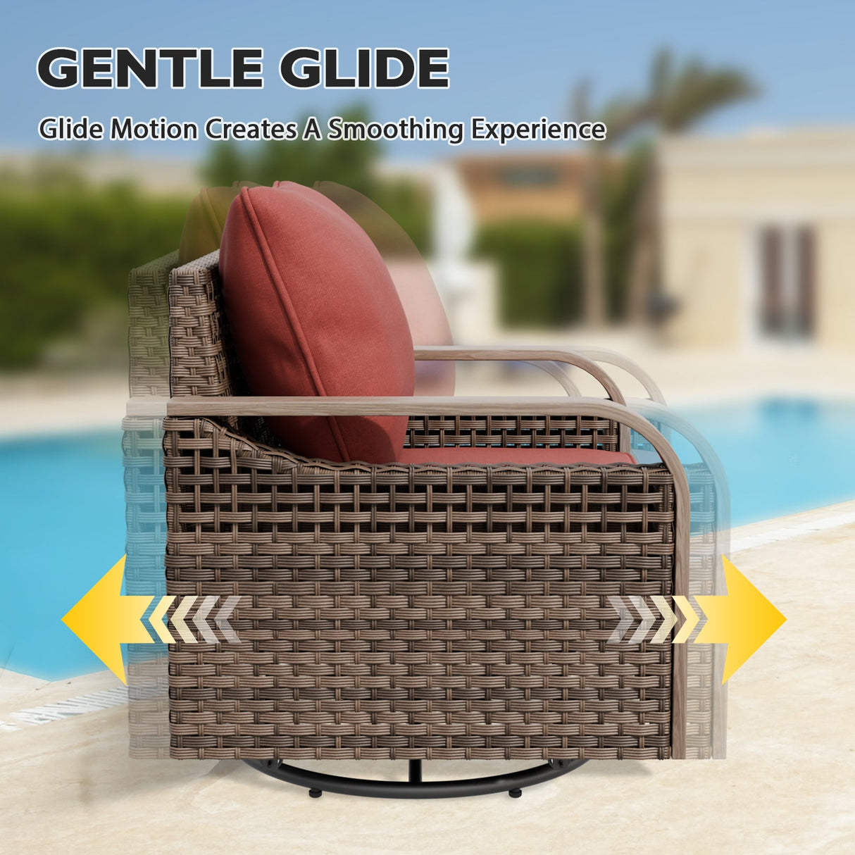 Modern Wicker Outdoor Patio Furniture Set,2 Swivel Rocking Chairs, 2 - Seat Loveseat, Coffee Table and Side Table, 5 Pieces, Brown/Gray - Eagle Peak Custom Canopy Tent