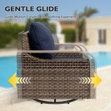 Modern Wicker Outdoor Patio Furniture Set,2 Swivel Rocking Chairs, 2 - Seat Loveseat, Coffee Table and Side Table, 5 Pieces, Brown/Gray - Eagle Peak Custom Canopy Tent