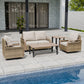 Modern Wicker Outdoor Patio Furniture Set,2 Swivel Rocking Chairs, 2 - Seat Loveseat, Coffee Table and Side Table, 5 Pieces, Brown/Gray - Eagle Peak Custom Canopy Tent
