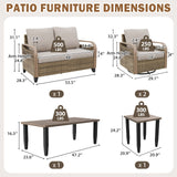 Modern Wicker Outdoor Patio Furniture Set,5 Pieces, 2 Swivel Rockers, 2-Seat Loveseat, Coffee Table and Side Table - Eagle Peak®