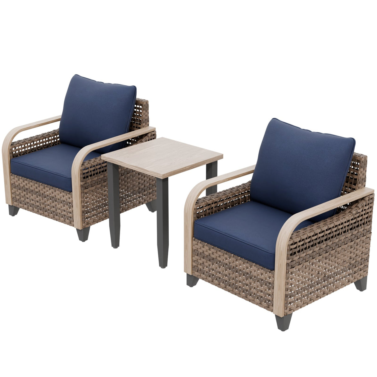 Modern Wicker Outdoor Table and Chairs Set of 3 - Eagle Peak®