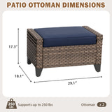 Modern Wicker Patio Ottoman Foot Rest, Brown/Gray - Eagle Peak®