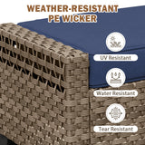 Modern Wicker Patio Ottoman Foot Rest, Brown/Gray - Eagle Peak®