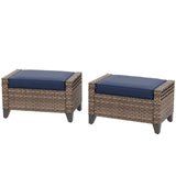 Modern Wicker Patio Ottoman Foot Rest, Brown/Gray - Eagle Peak®