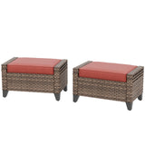 Modern Wicker Patio Ottoman Foot Rest, Brown/Gray - Eagle Peak®