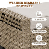 Modern Wicker Patio Ottoman Foot Rest, Brown/Gray - Eagle Peak®