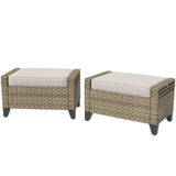Modern Wicker Patio Ottoman Foot Rest, Brown/Gray - Eagle Peak®